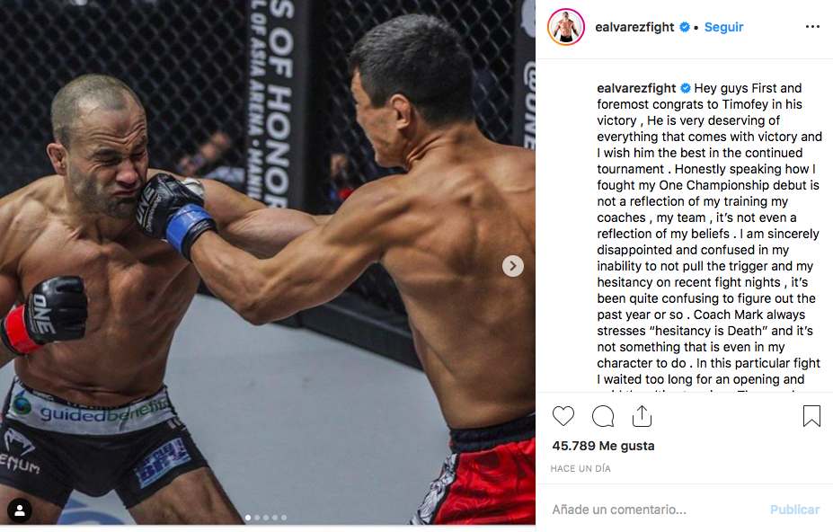 La reacción de Eddie Álvarez ante la derrota en su debut en ONE Championship